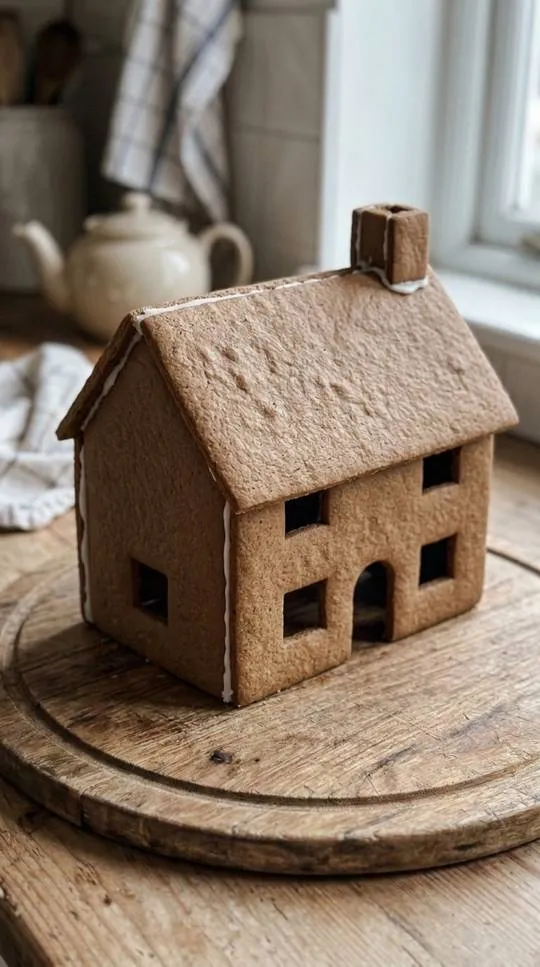 Stage 5 of building a gingerbread stone cottage: roof